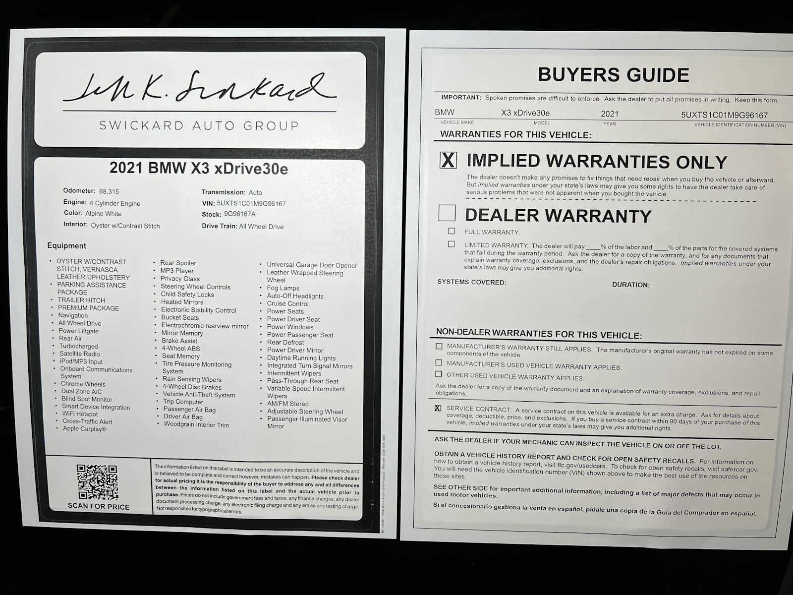 Used 2021 BMW X3 xDrive30e w/ Premium Package AWD/4WD image 47
