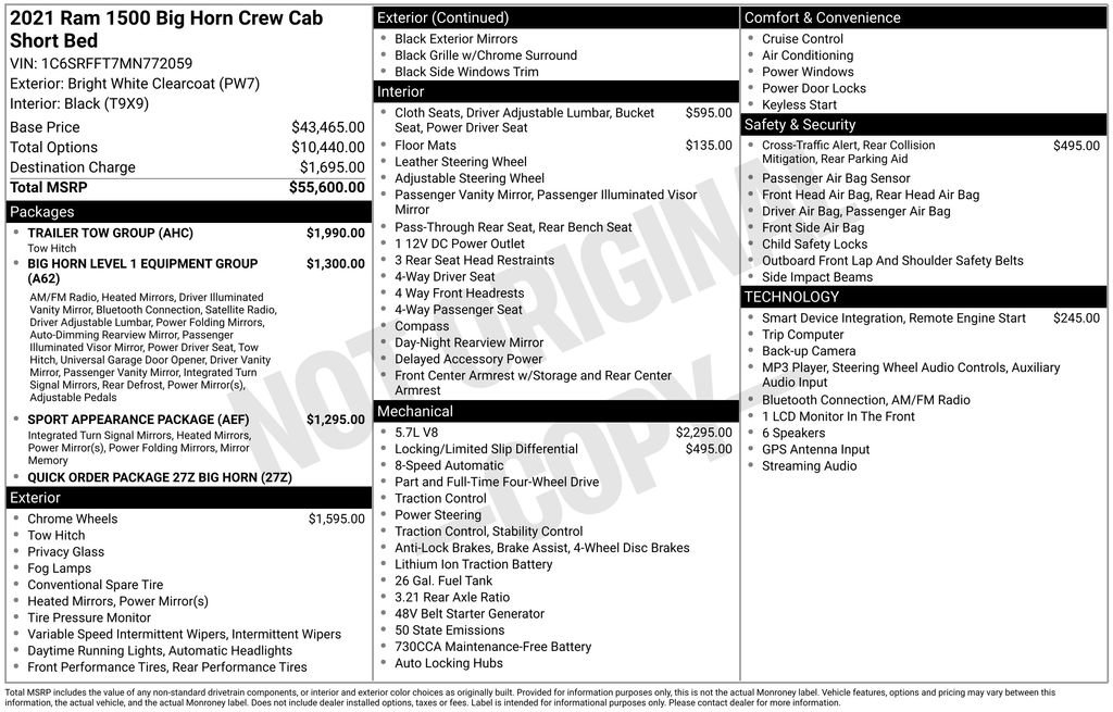 Used 2021 RAM 1500 Big Horn w/ Trailer Tow Group AWD/4WD image 38