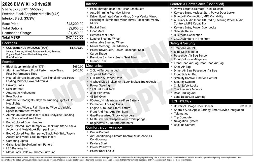 New 2026 BMW X1 xDrive28i w/ Convenience Package AWD/4WD image 2