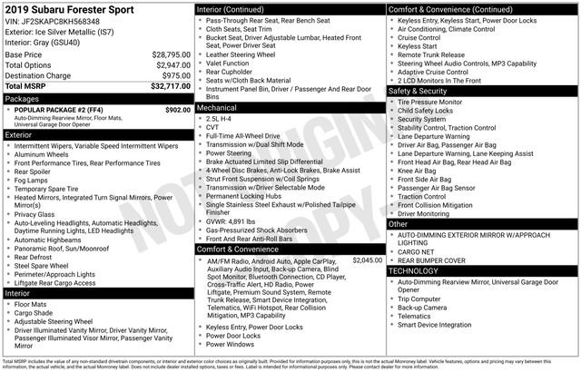 Used 2019 Subaru Forester Sport w/ Popular Package #2 image 46