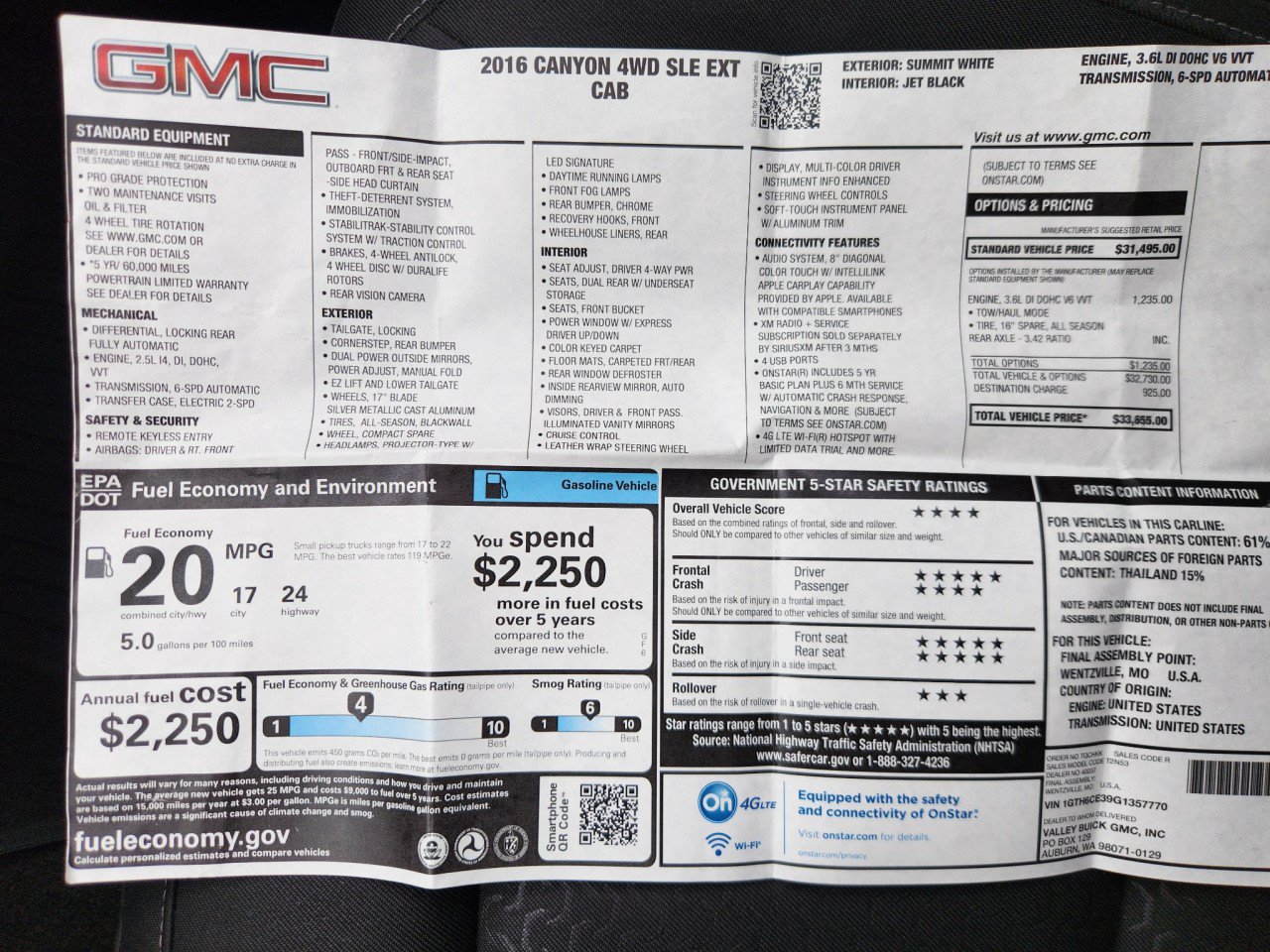 Used 2016 GMC Canyon SLE AWD/4WD image 13
