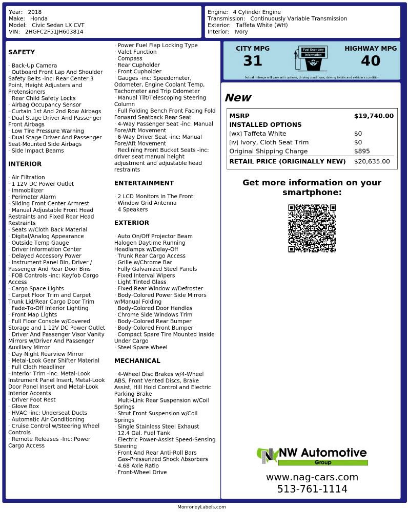 Used 2018 Honda Civic LX image 2