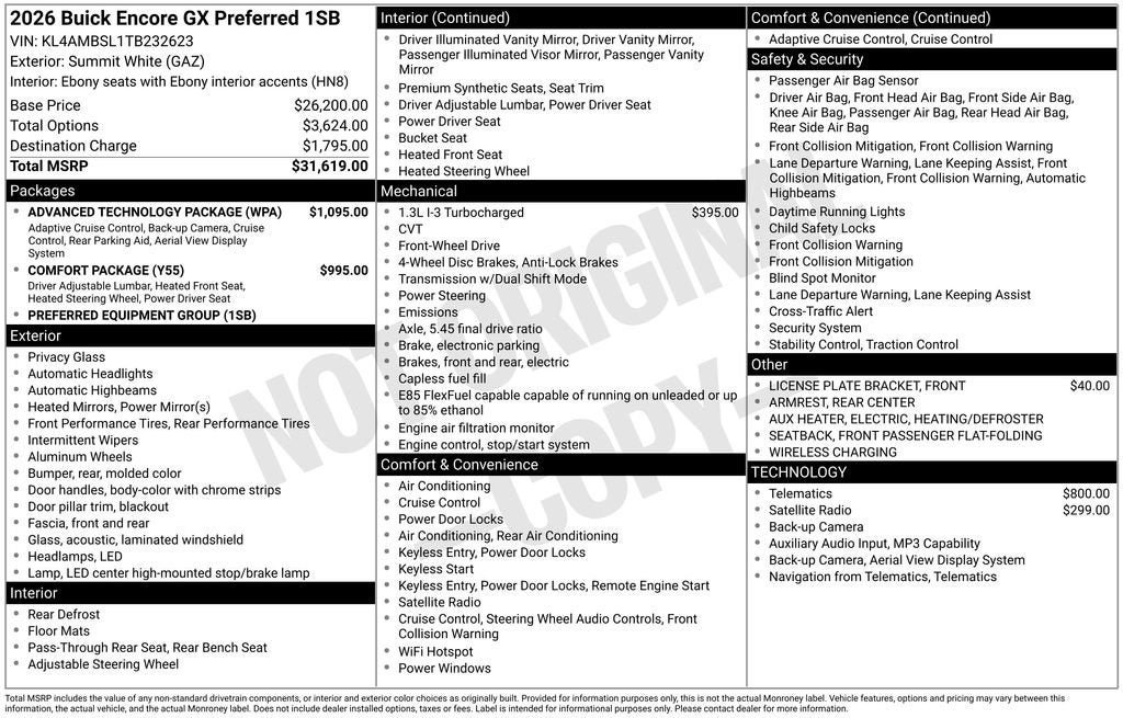 New 2026 Buick Encore GX Preferred w/ Advanced Technology Package FWD image 4