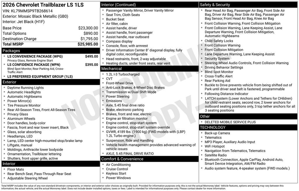 New 2026 Chevrolet TrailBlazer LS w/ LS Convenience Package FWD image 37