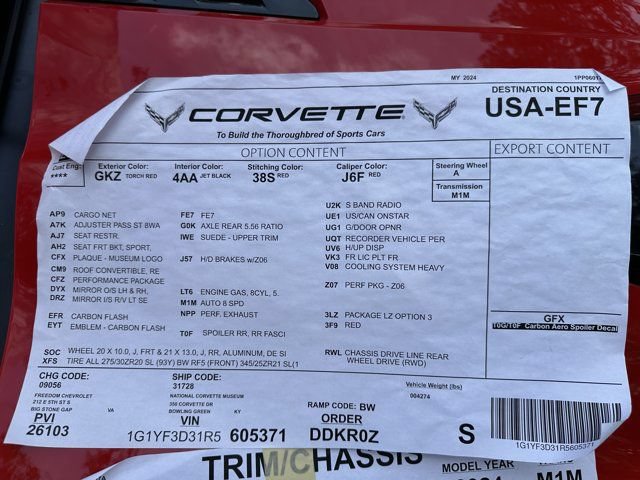 Used 2024 Chevrolet Corvette Z06 w/ Z07 Performance Package RWD image 48