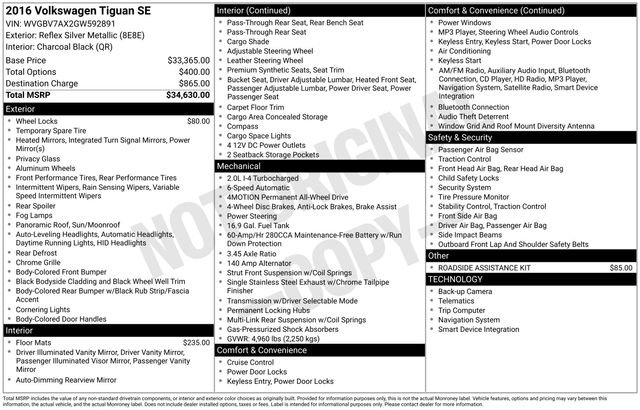 Used 2016 Volkswagen Tiguan SE image 28