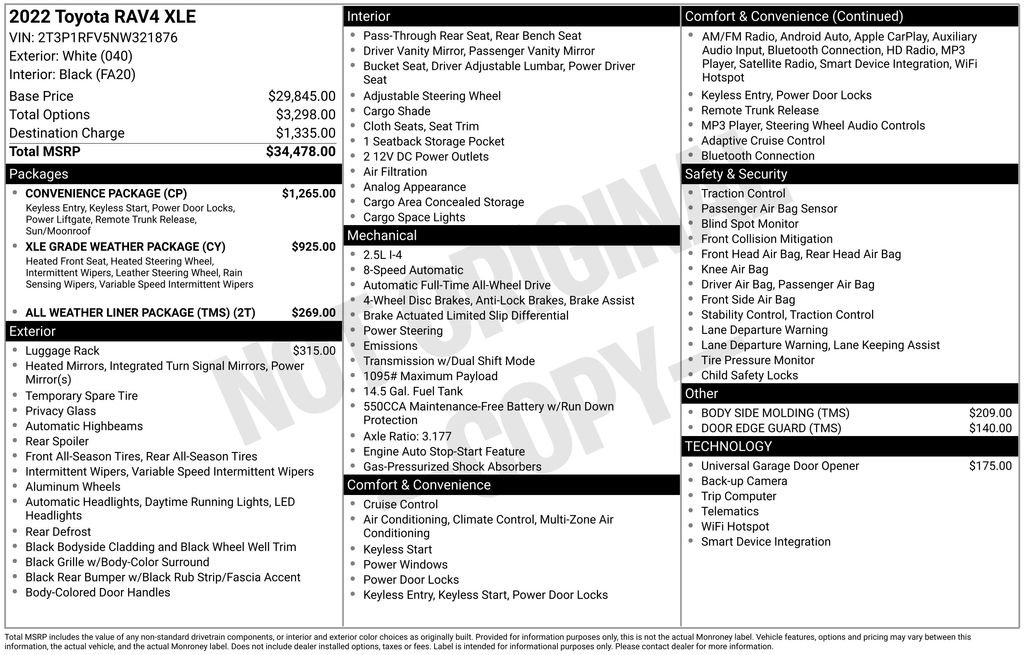 Used 2022 Toyota RAV4 XLE w/ Convenience Package image 32