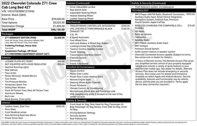 Used 2022 Chevrolet Colorado Z71 w/ Z71 Midnight Edition AWD/4WD image 4