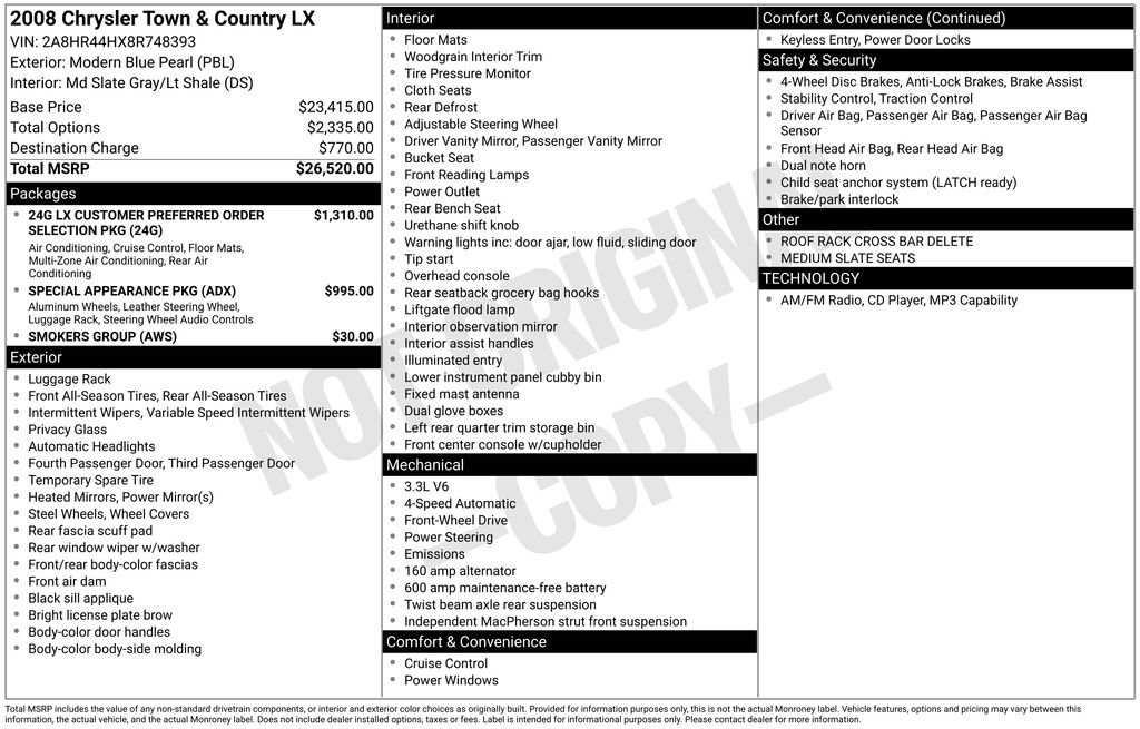 Used 2008 Chrysler Town & Country LX image 4