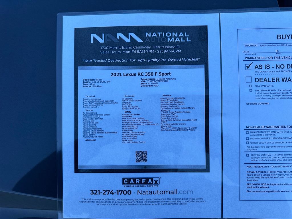 Used 2021 Lexus RC 350 F Sport image 48