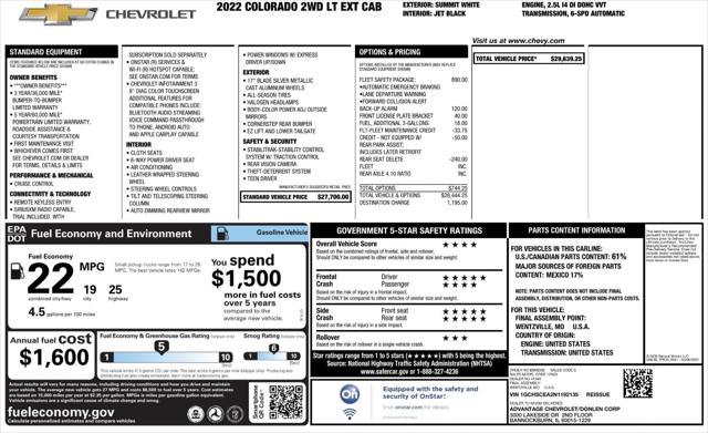 Used 2022 Chevrolet Colorado LT w/ Fleet Safety Package image 6