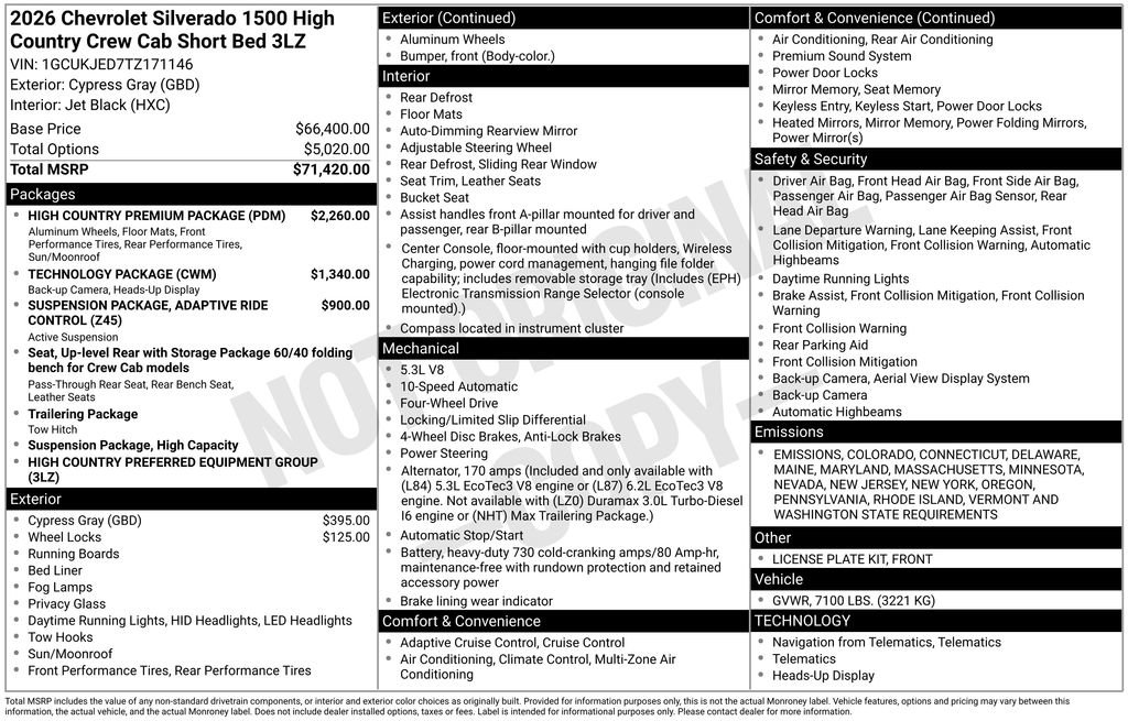 New 2026 Chevrolet Silverado 1500 High Country w/ High Country Premium Package image 6