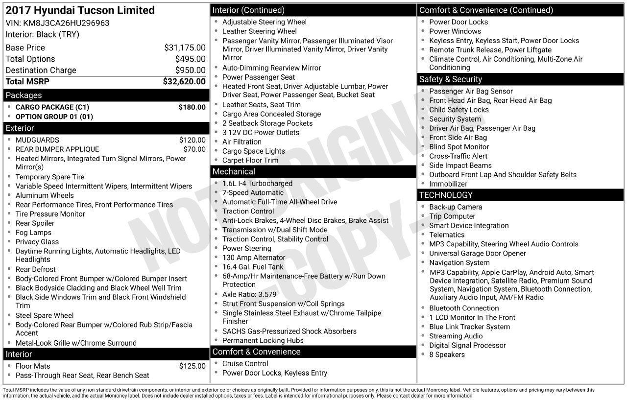 Used 2017 Hyundai Tucson Limited w/ Cargo Package AWD/4WD image 29