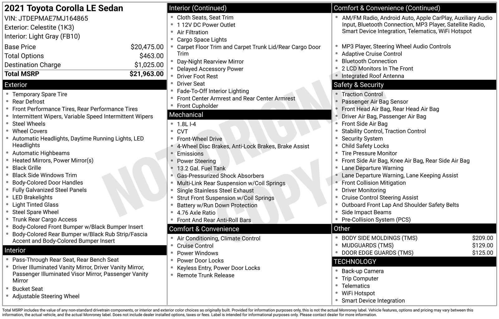 Used 2021 Toyota Corolla LE FWD image 6