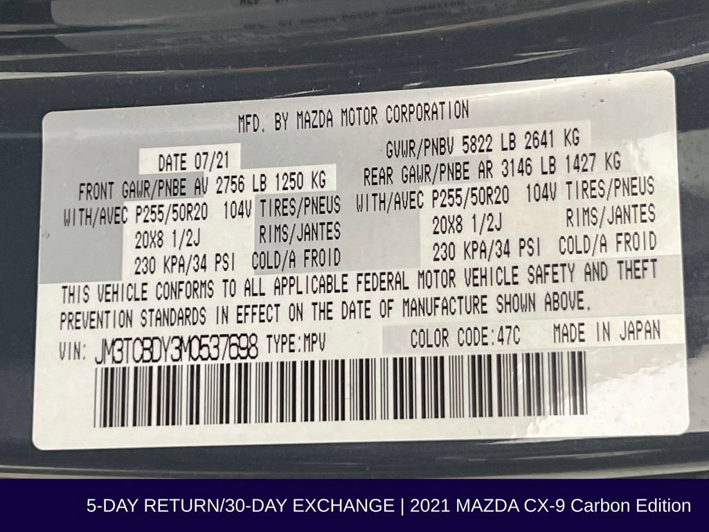 Used 2021 MAZDA CX-9 Carbon Edition AWD/4WD image 39