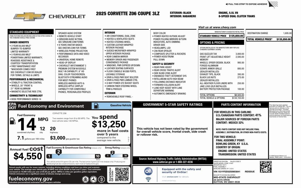 Used 2025 Chevrolet Corvette Z06 w/ Battery Protection Package image 23