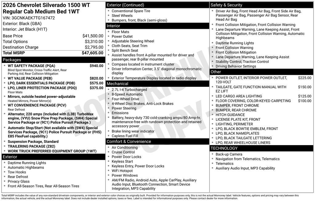Certified 2026 Chevrolet Silverado 1500 W/T w/ WT Safety Package AWD/4WD image 34