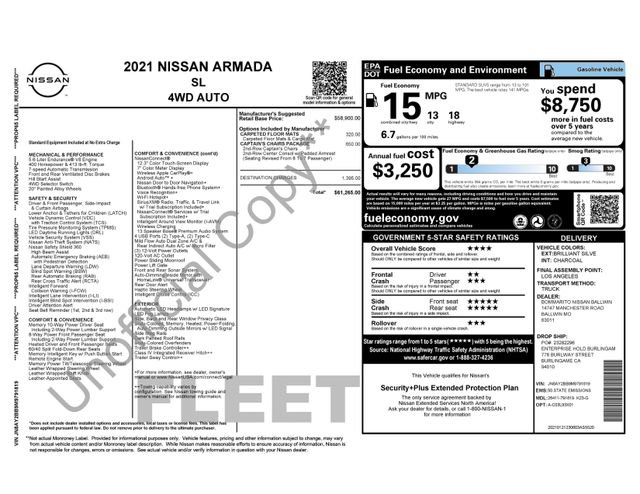 Used 2021 Nissan Armada SL w/ Captain's Chairs Package AWD/4WD image 30