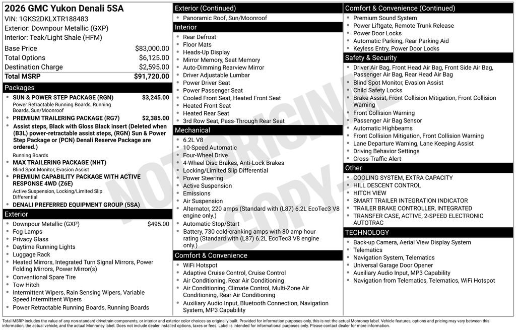New 2026 GMC Yukon Denali w/ Sun & Power Step Package image 46