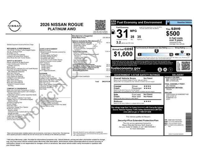 New 2026 Nissan Rogue Platinum w/ Tech Package AWD/4WD image 26