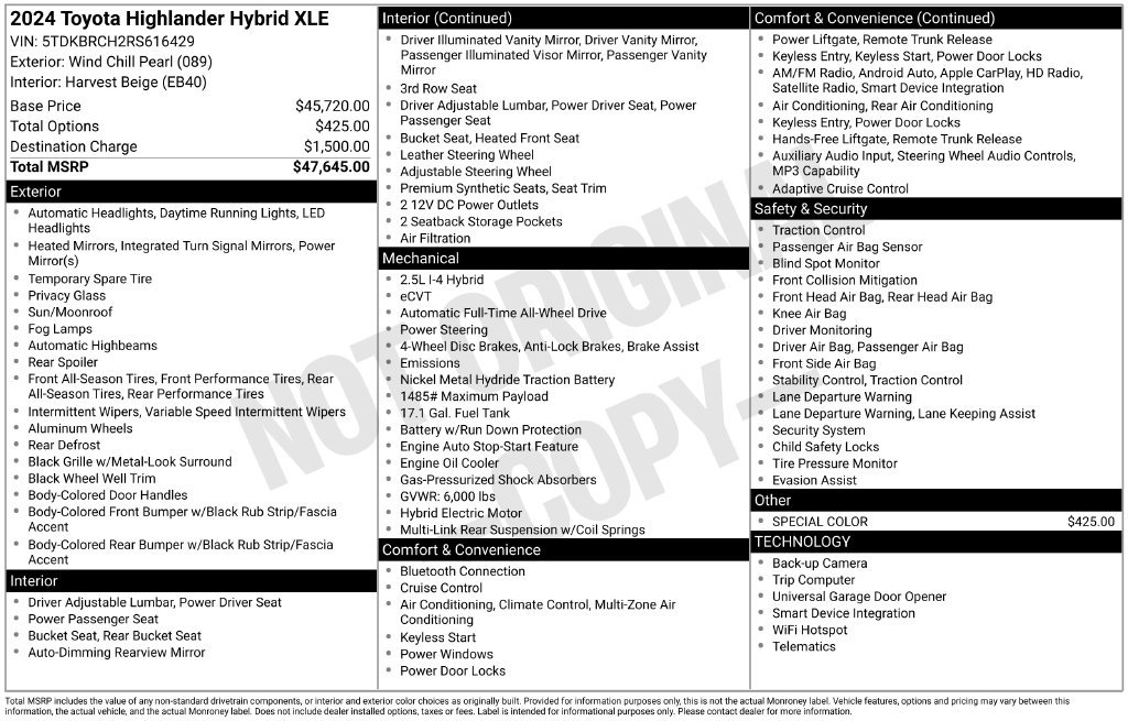 Used 2024 Toyota Highlander XLE AWD/4WD image 5