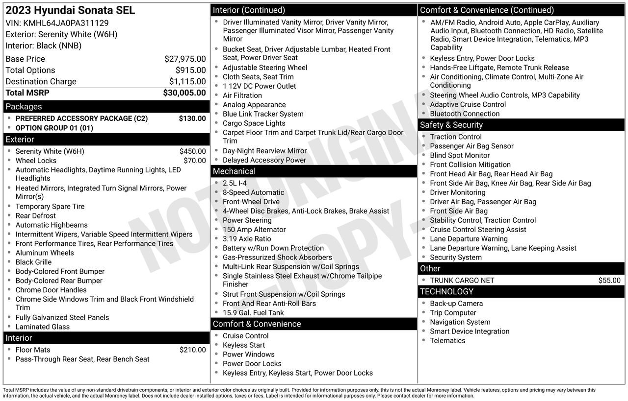 Used 2023 Hyundai Sonata SEL w/ Preferred Accessory Package FWD image 31