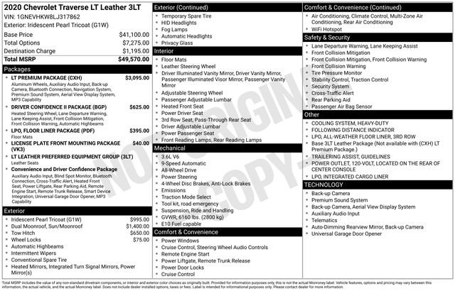 Used 2020 Chevrolet Traverse LT w/ LT Premium Package image 3
