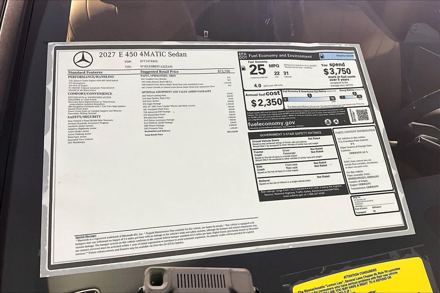 New 2027 Mercedes-Benz E 450 4MATIC Sedan image 18