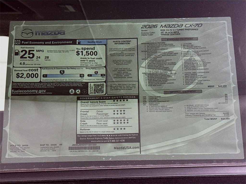 New 2026 MAZDA CX-70 3.3 Turbo w/ Preferred Package image 20