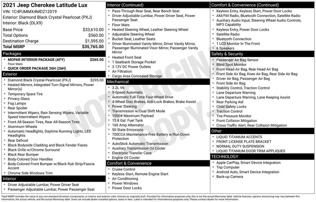 Used 2021 Jeep Cherokee Latitude Lux w/ Mopar Interior Package AWD/4WD image 6