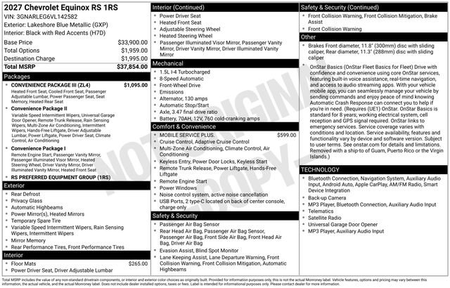 New 2027 Chevrolet Equinox RS w/ Convenience Package III FWD image 4