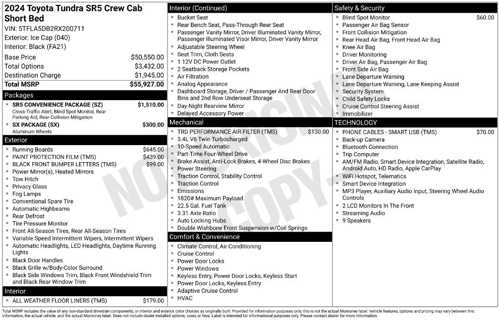 Used 2024 Toyota Tundra SR5 w/ SR5 Convenience Package AWD/4WD image 11