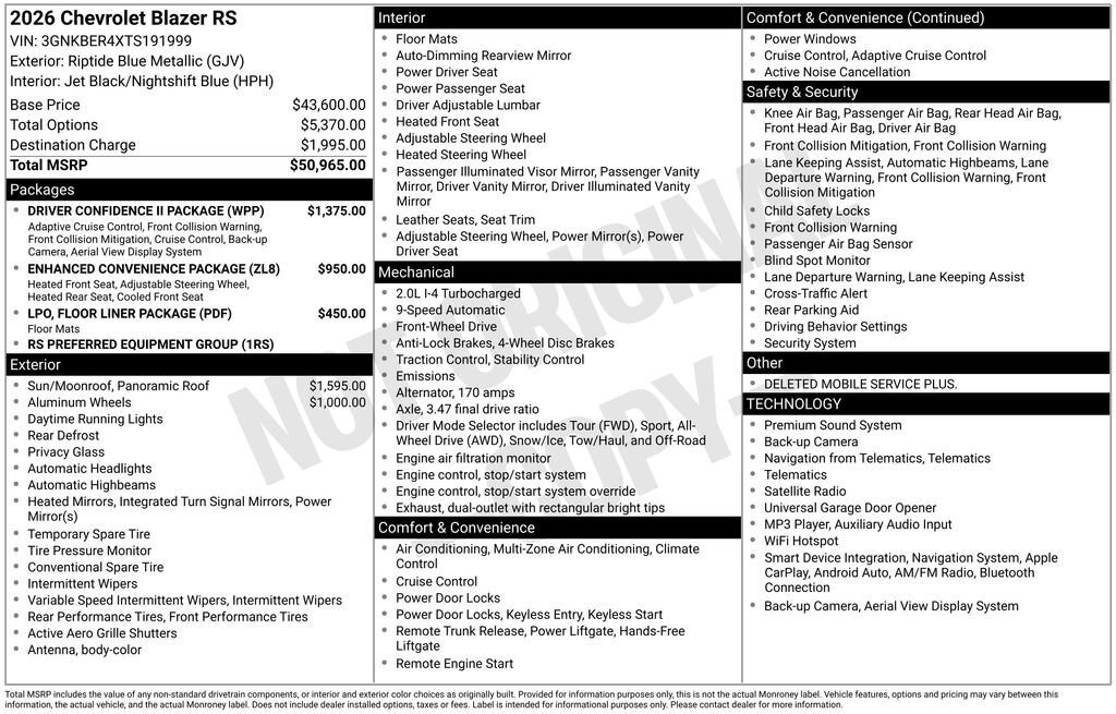 New 2026 Chevrolet Blazer RS w/ Driver Confidence II Package FWD image 11