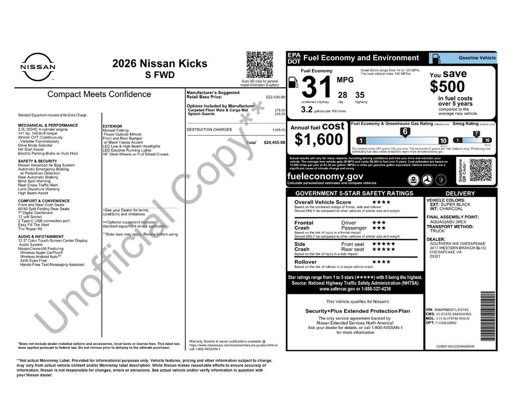 New 2026 Nissan Kicks S FWD image 6
