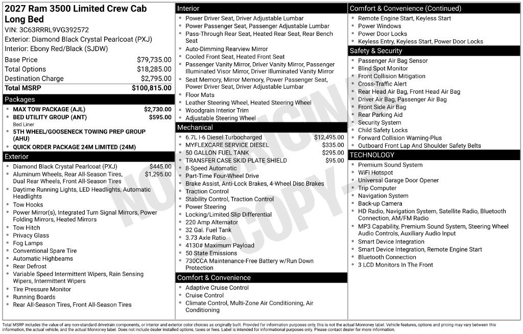 New 2027 RAM 3500 Limited w/ Max Tow Package AWD/4WD image 7