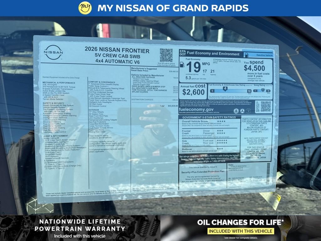 New 2026 Nissan Frontier SV w/ All-Weather Content Package image 11