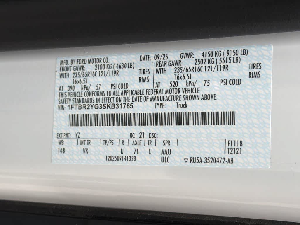 New 2025 Ford Transit 250 Low Roof AWD w/ Load Area Protection Package image 31
