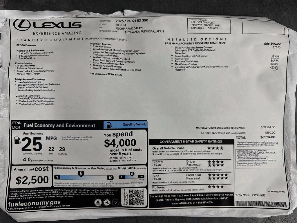 New 2026 Lexus RX 350 Premium Plus w/ Accessory Package (Z1) FWD image 9