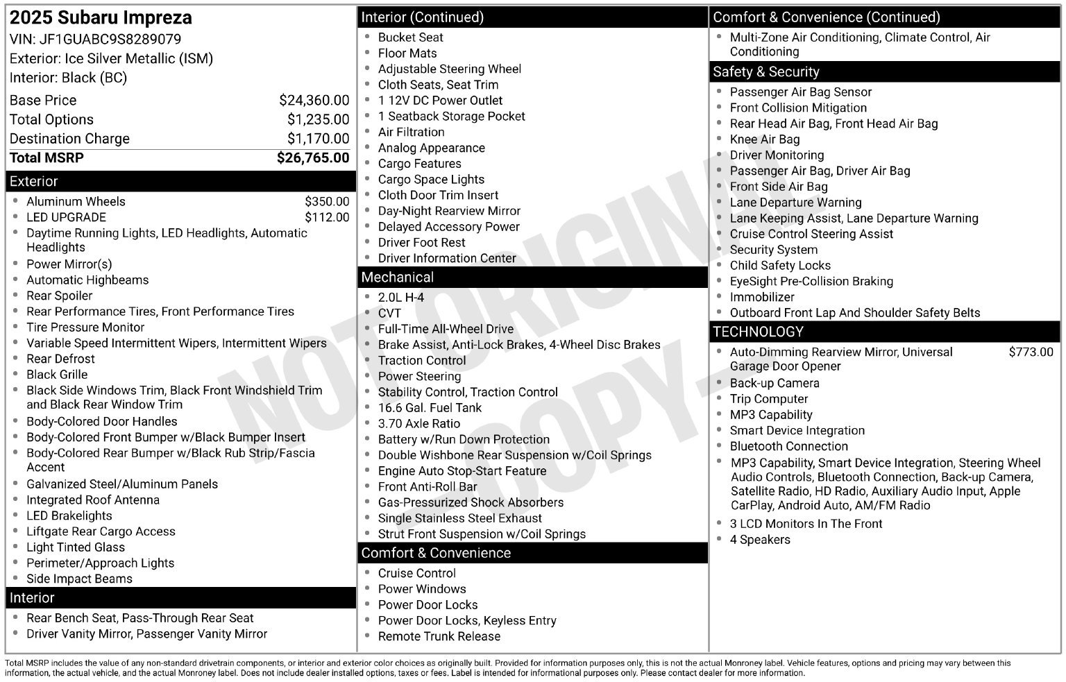 Certified 2025 Subaru Impreza 2.0i AWD/4WD image 35