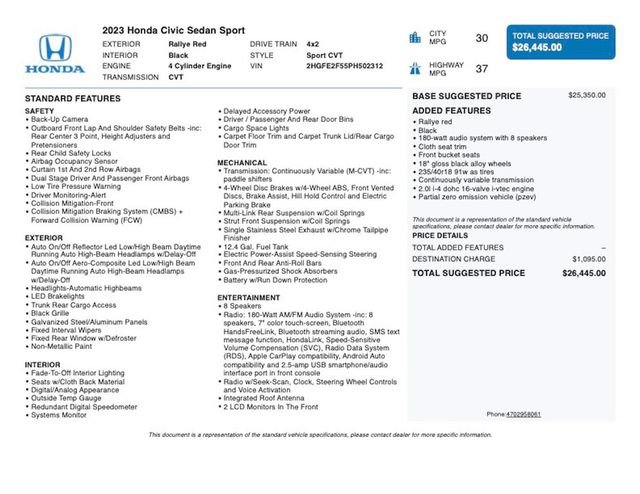 Used 2023 Honda Civic Sport image 4