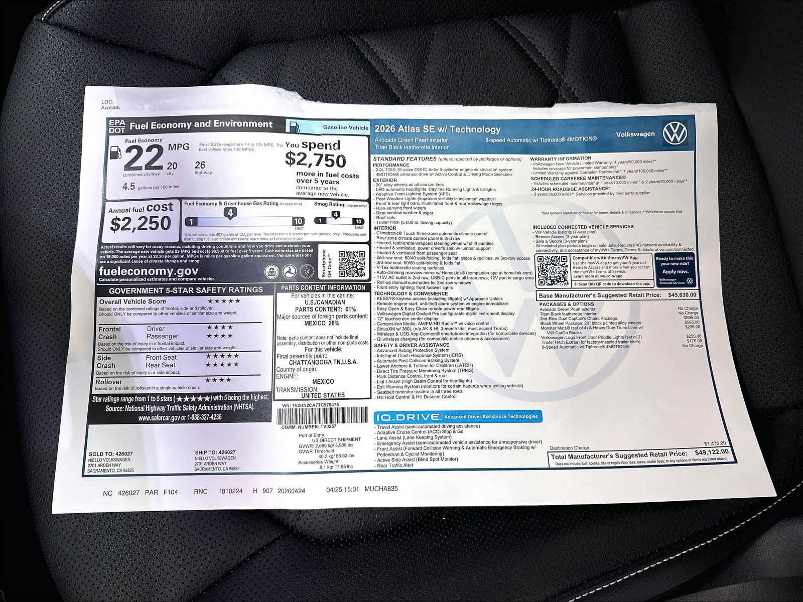 New 2026 Volkswagen Atlas SE AWD/4WD image 14