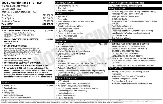 New 2026 Chevrolet Tahoe RST w/ RST Performance Edition image 5