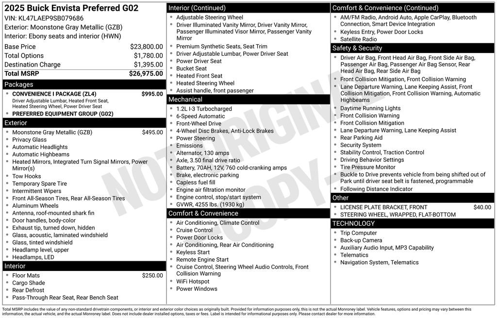 Used 2025 Buick Envista Preferred w/ Convenience I Package FWD image 5