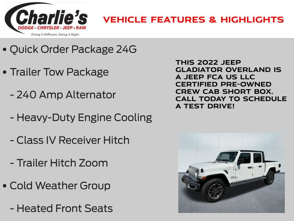 Certified 2022 Jeep Gladiator Overland w/ Popular Equipment Package AWD/4WD image 7