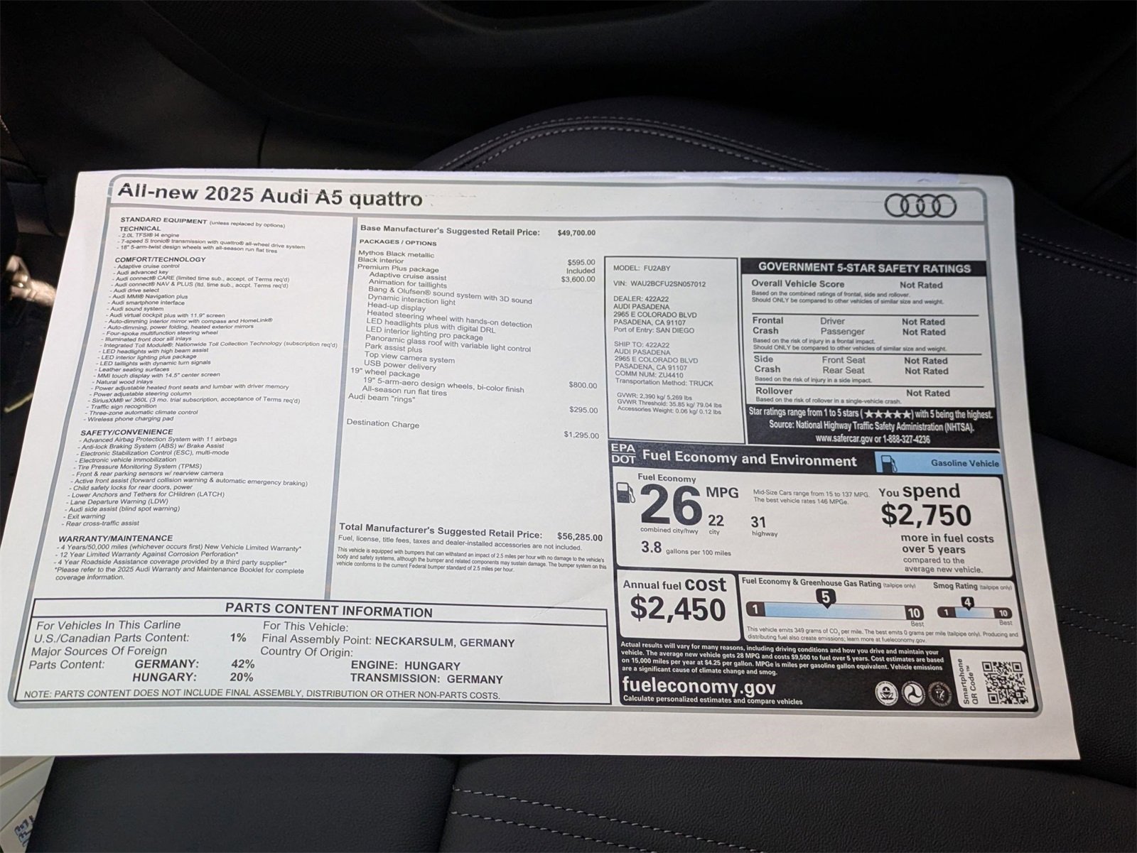 New 2025 Audi A5 2.0T Premium Plus image 18