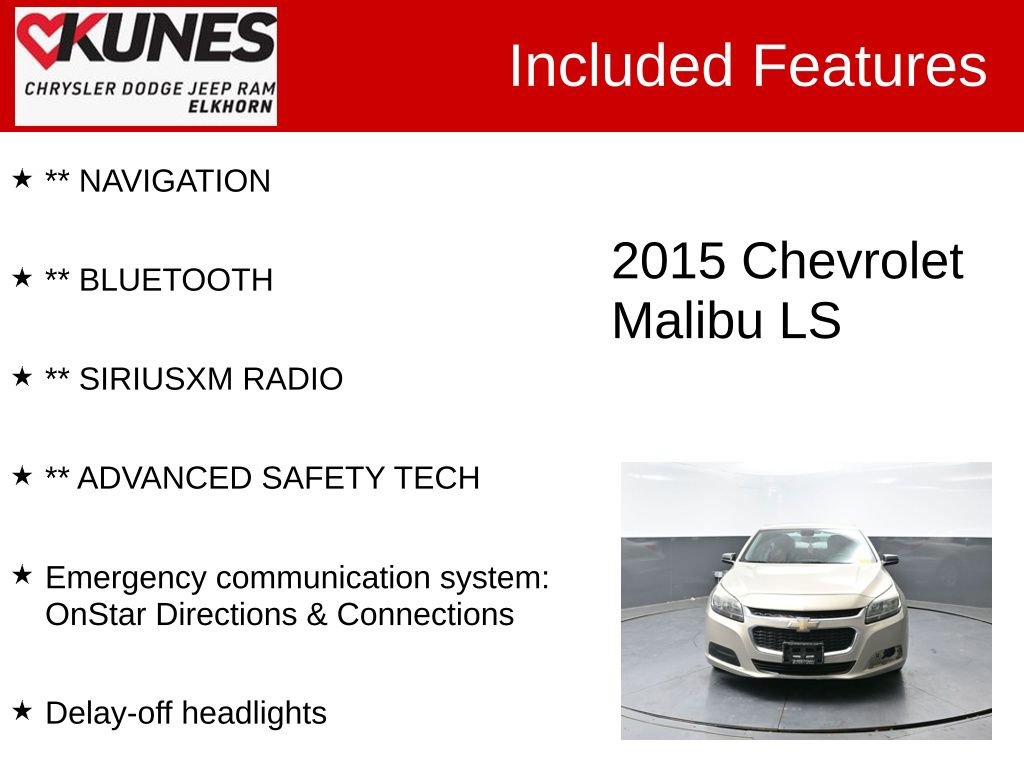 Used 2015 Chevrolet Malibu LS w/ Protection Package FWD image 3