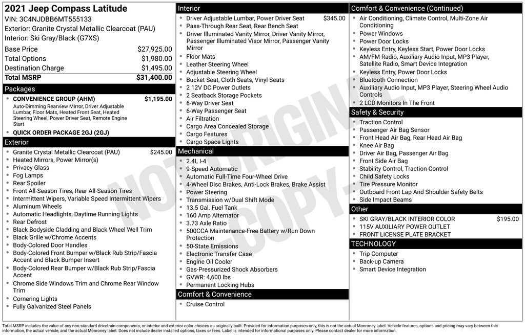 Used 2021 Jeep Compass Latitude w/ Convenience Group image 33