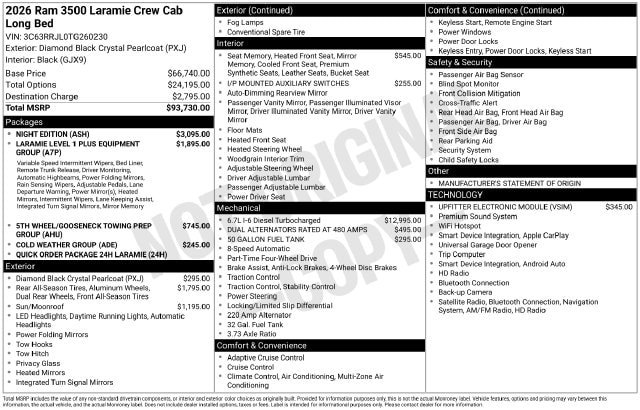 New 2026 RAM 3500 Laramie w/ Night Edition AWD/4WD image 4