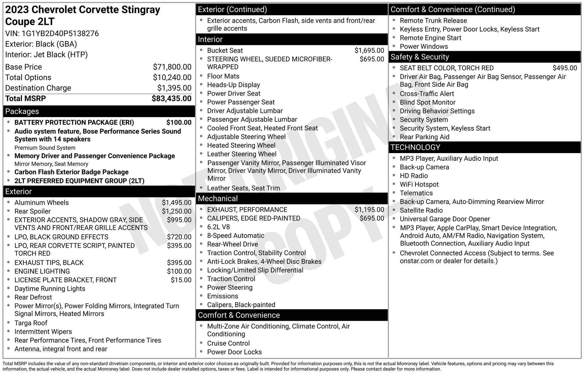 Used 2023 Chevrolet Corvette Stingray Preferred Cpe w/ Battery Protection Package RWD image 4