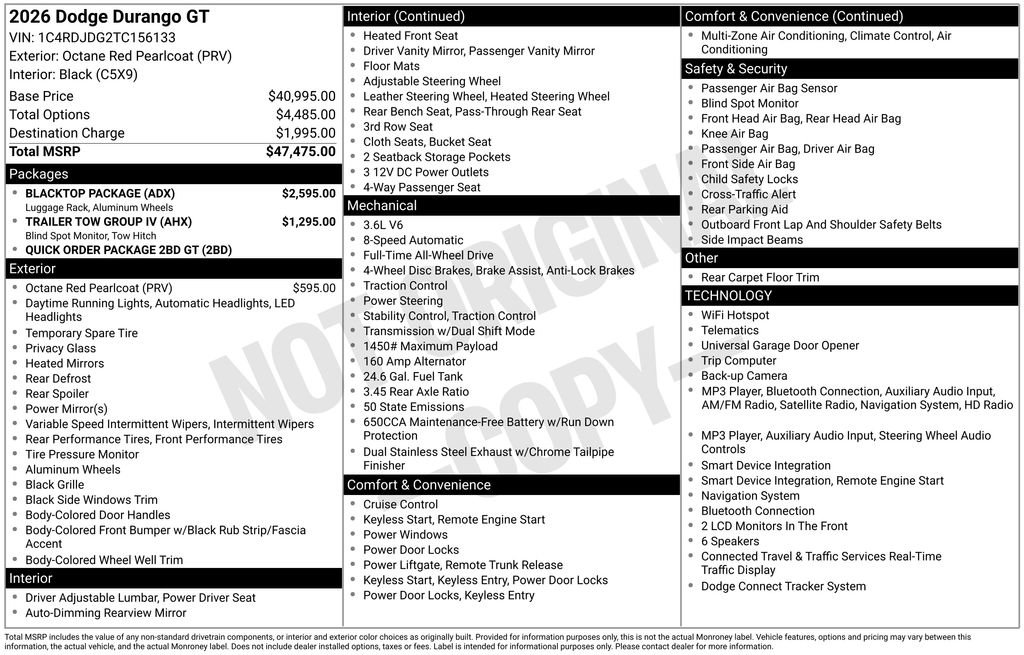 Certified 2026 Dodge Durango GT w/ Blacktop Package AWD/4WD image 42